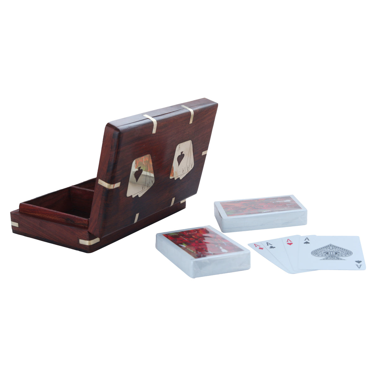 Playing Card Box with Two Set of Playing Cards | Combo Deal | Wooden Playing Card Box