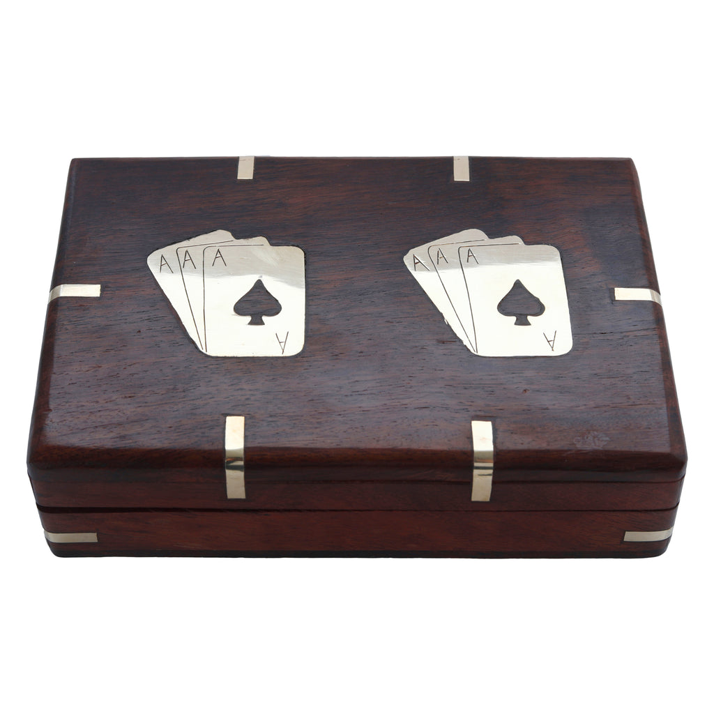 Playing Card Box with Two Set of Playing Cards | Combo Deal | Wooden Playing Card Box
