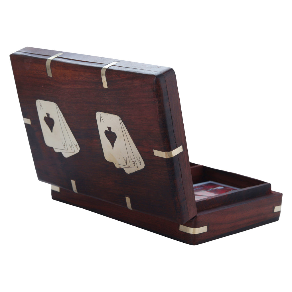 Playing Card Box with Two Set of Playing Cards | Combo Deal | Wooden Playing Card Box