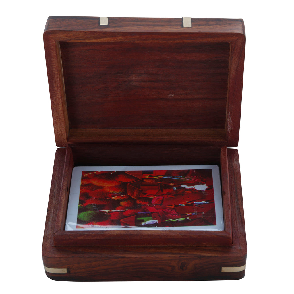Wooden Playing Card Box with Free Playing Cards