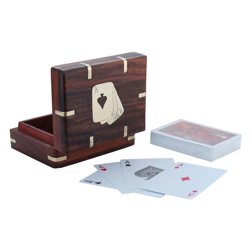 Wooden Playing Card Box with Free Playing Cards