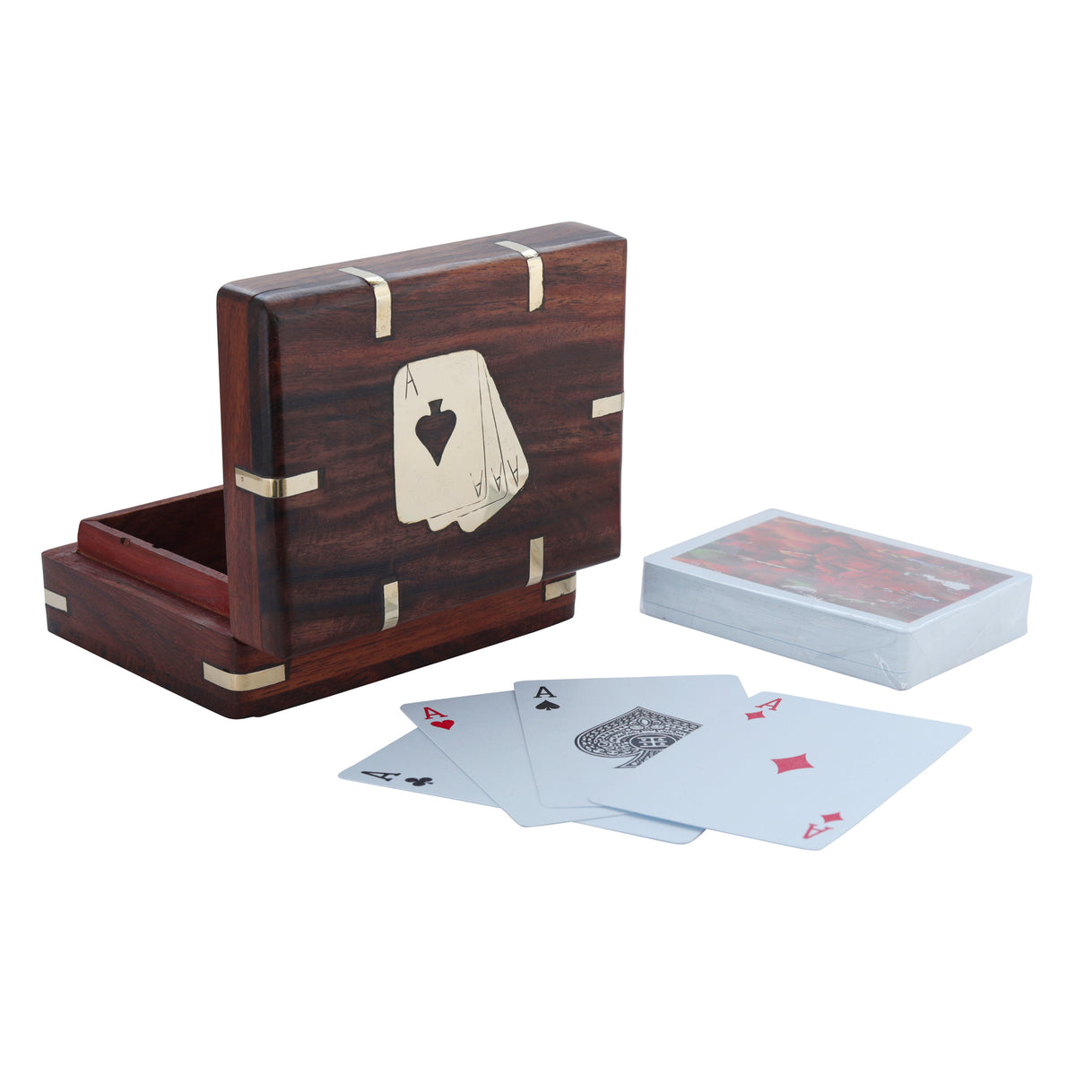 Wooden Playing Card Box with Free Playing Cards
