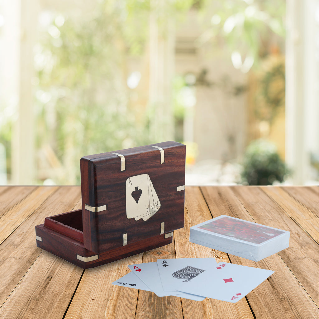Wooden Playing Card Box with Free Playing Cards