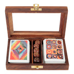 Playing Cards Set of 2 in Handmade Wooden Storage Box Case Holder with 5 dice