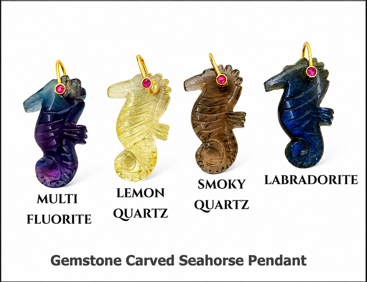 Gemstone Carved Seahorse Pendant