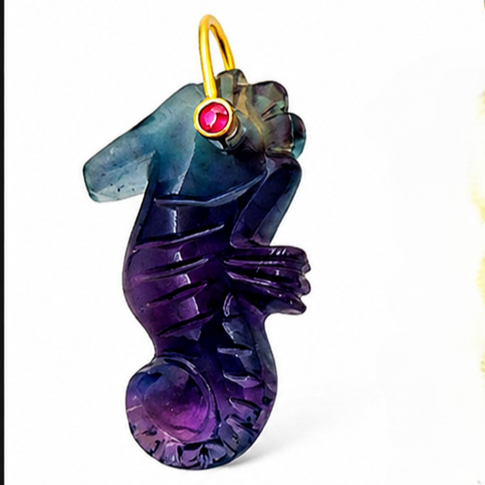 Gemstone Carved Seahorse Pendant
