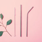 Steel Straws | Reusable Straws 2 Bent + 2 Straight + 1 Cleaner + 1 Pouch | Eco friendly Straws
