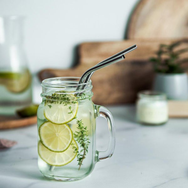 Steel Straws | Reusable Straws 2 Bent + 2 Straight + 1 Cleaner + 1 Pouch | Eco friendly Straws
