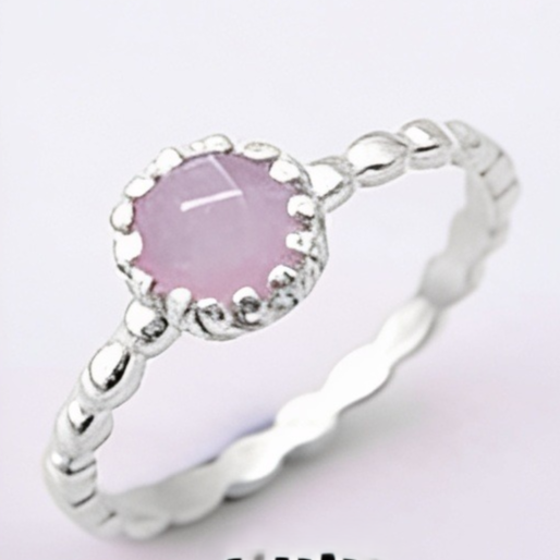 Round Gemstone Sterling Silver Ring