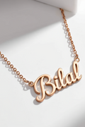OMID, Personalized Rose Gold-Plated "Name" Necklace – Custom Script Font Jewelry for Men & Women