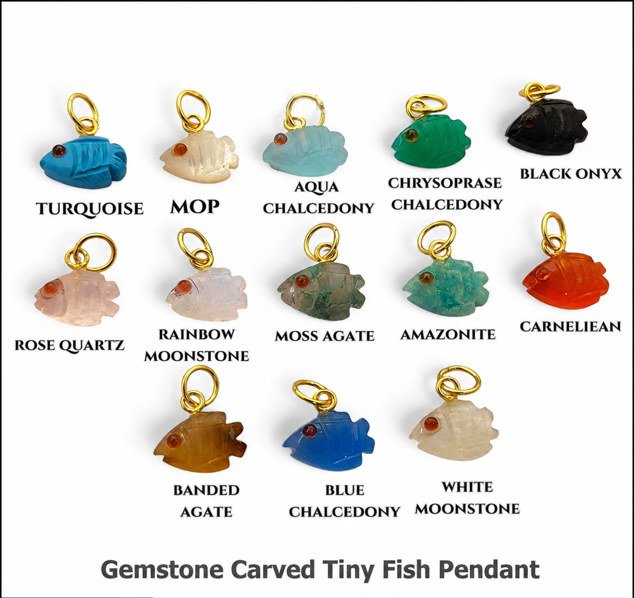 Gemstone Carved Tiny Fish Pendant