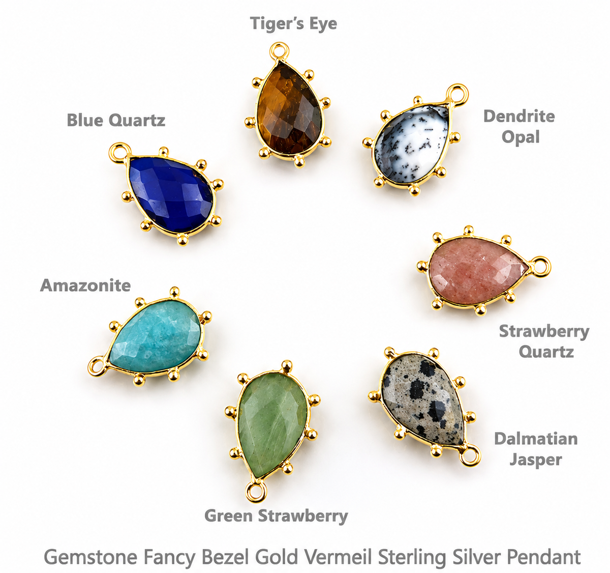 Gemstone Fancy Bezel Gold Vermeil Pendant