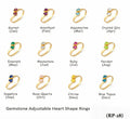 Gemstone Adjustable Heart Shape Rings