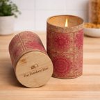 Mandala Cork Soy Wax Candle with Bamboo Lid | Eco-Friendly Aromatherapy Home Décor Candle