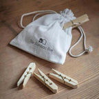 Bamboo Clothes Peg with Reusable Bag | Eco Friendly Plastic Free Clothes Pin | Pack of 20