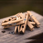 Bamboo Clothes Peg with Reusable Bag | Eco Friendly Plastic Free Clothes Pin | Pack of 20