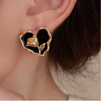 Anti tarnish Earrings Heart and Flower Combination