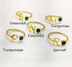 Initials Gemstone Alphabet Rings