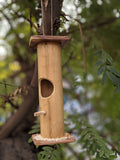 Bamboo Bird House | Handmade Bird Feeder | Decorative Wooden Bird Nest with Hanging Rope