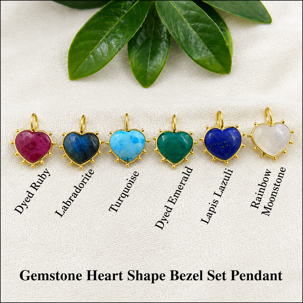 Gemstone Heart Shape Bezel Set Pendant
