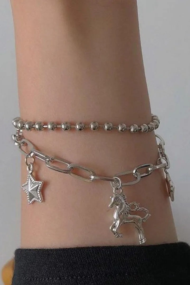 Unicorn and star style multilayer, bracelets for women, &, girlsColor specifications :- Silver  only