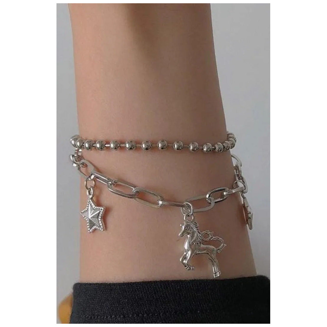 Unicorn and star style multilayer, bracelets for women, &, girlsColor specifications :- Silver  only