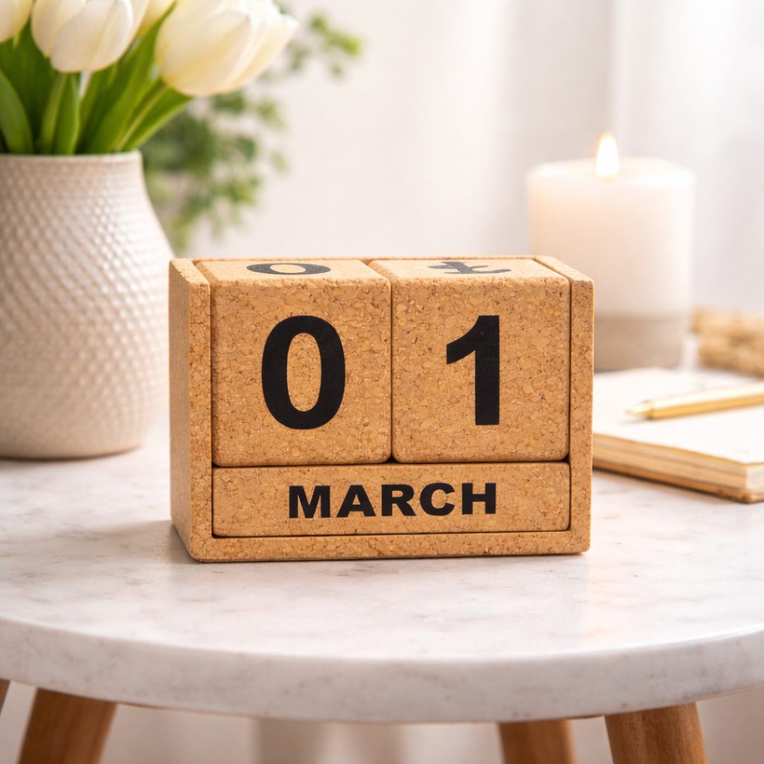 Cork Calendar | Eco-Friendly & Stylish Desk Organizer | Sustainable Cork Planner