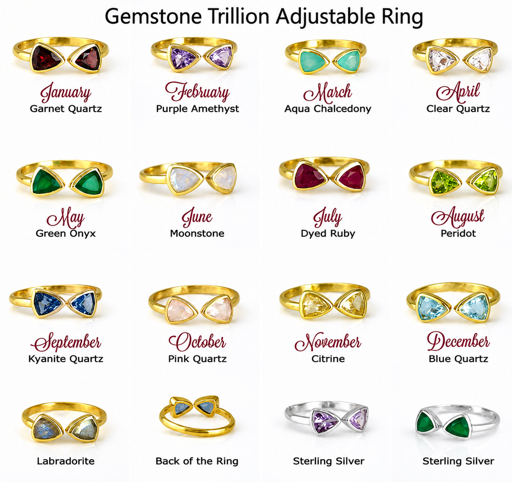 Gemstone Trillion Adjustable Ring