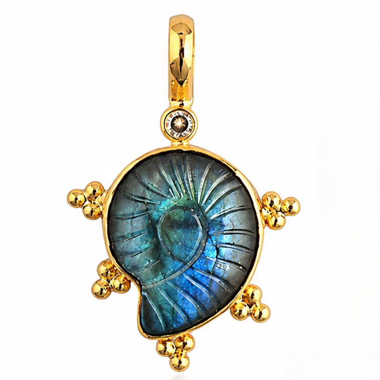 Gemstone Snail Shell Carving Pendant