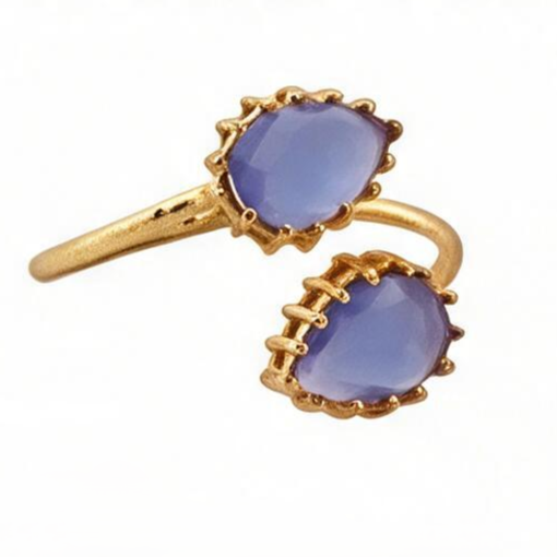 Double Gemstone Pear Shape Adjustable Ring