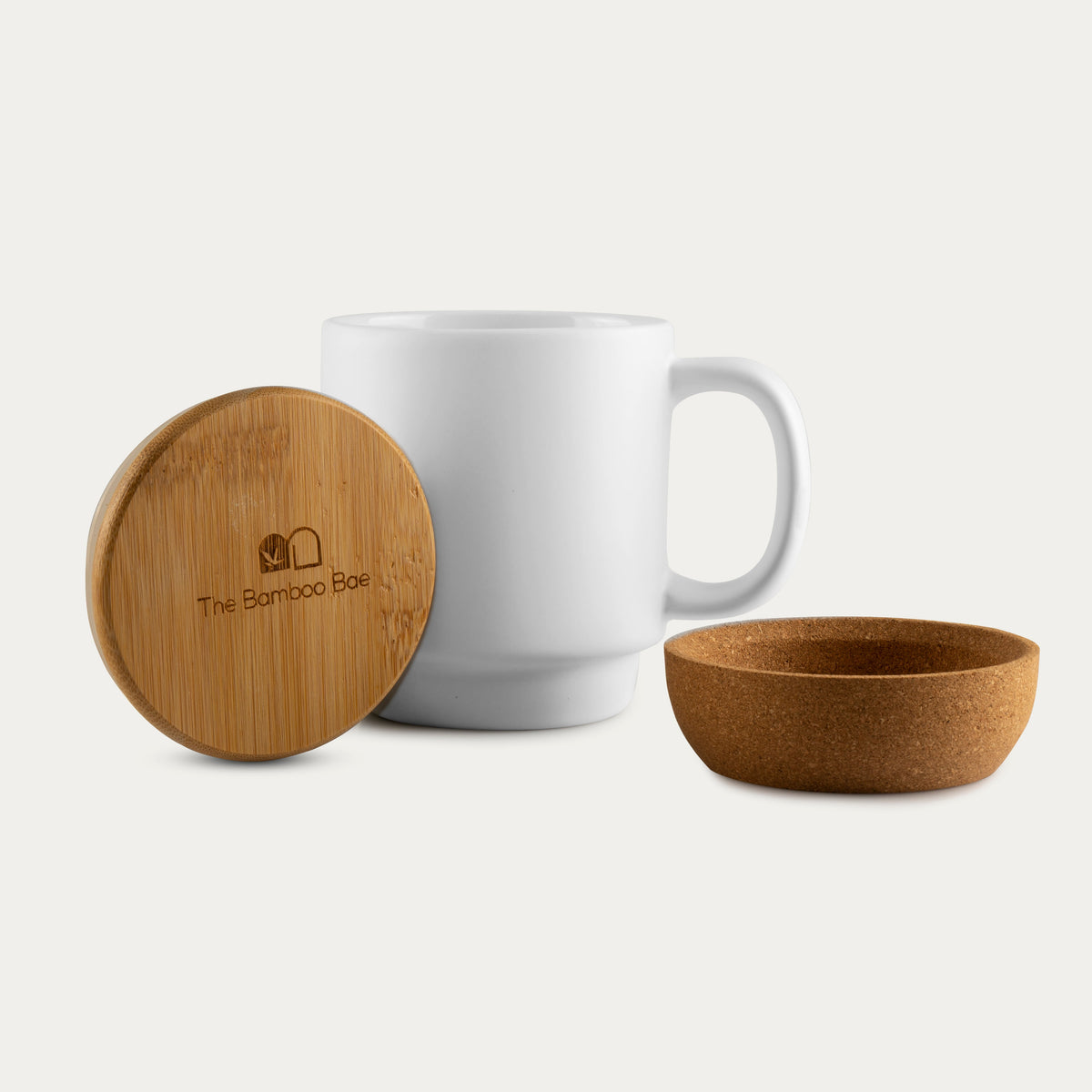 Cork Coffee Mug – Porcelain Mug with Cork Base & Bamboo Lid - The Bamboo Bae