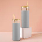 Glass Sipper with Bamboo Lid & Straw – Tumbler with Sleeve - The Bamboo Bae