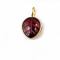 Birthstone Carved Leaf Shape Bezel Set Charms