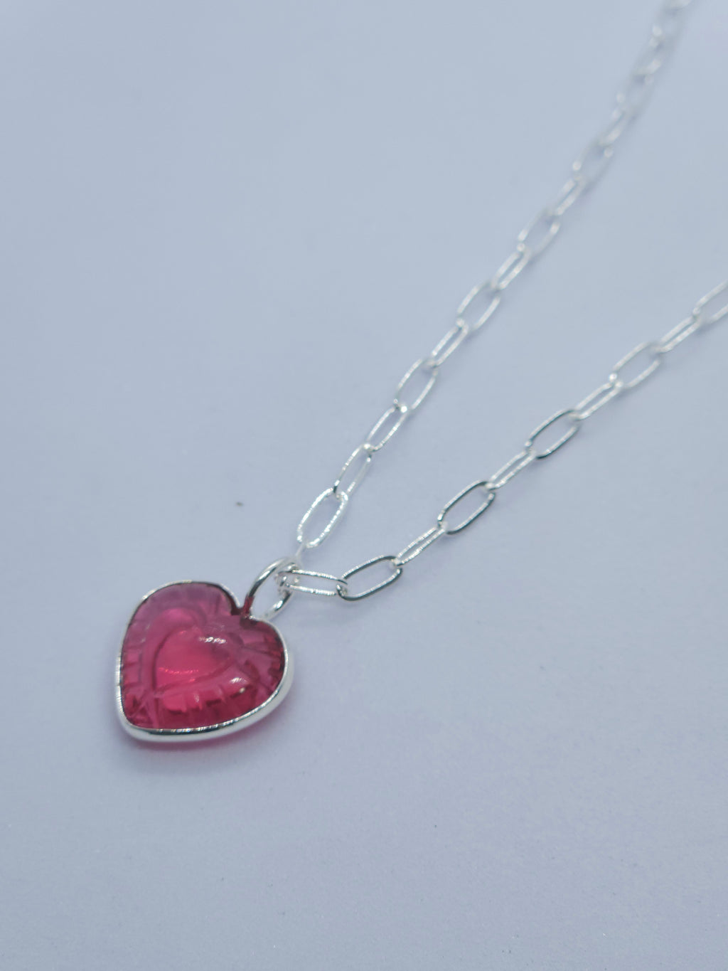 Pink Quartz Heart Carved with Necklace
