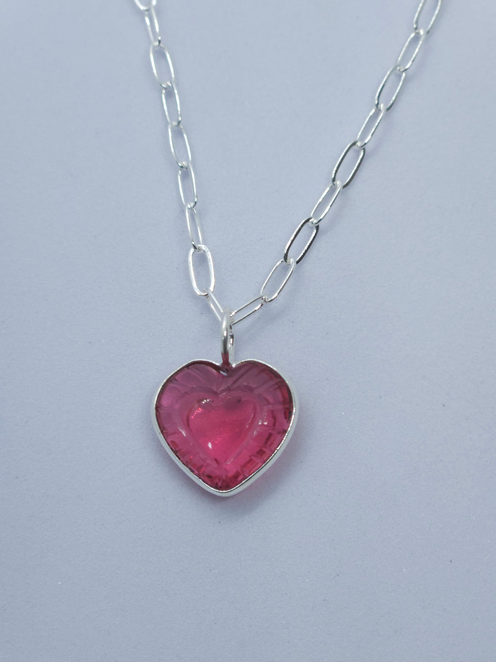 Pink Quartz Heart Carved with Necklace