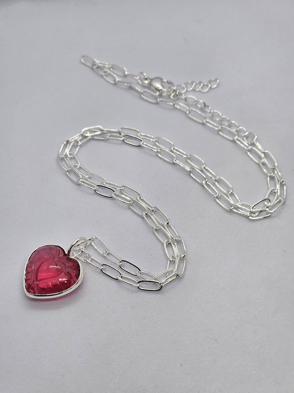 Pink Quartz Heart Carved with Necklace