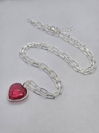 Pink Quartz Heart Carved with Necklace