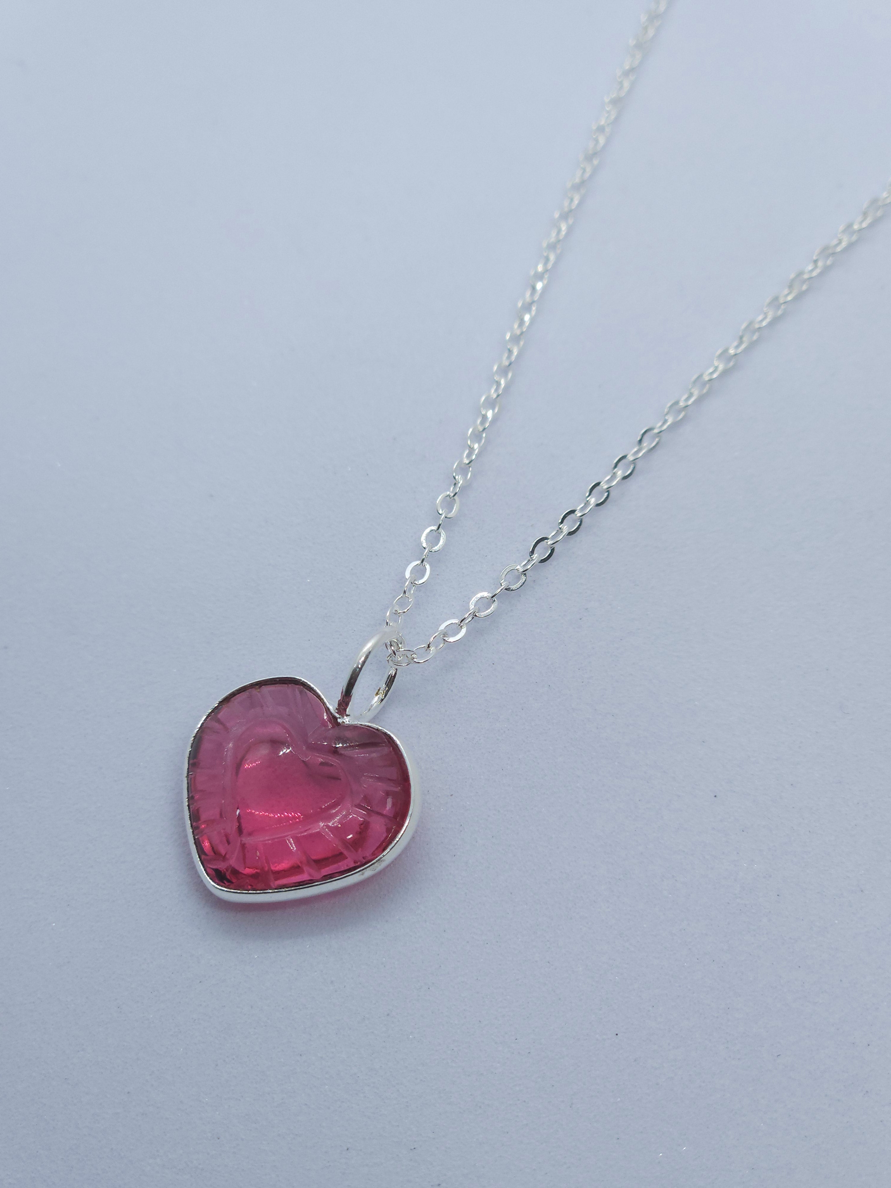 Pink Quartz Heart Carved with Necklace