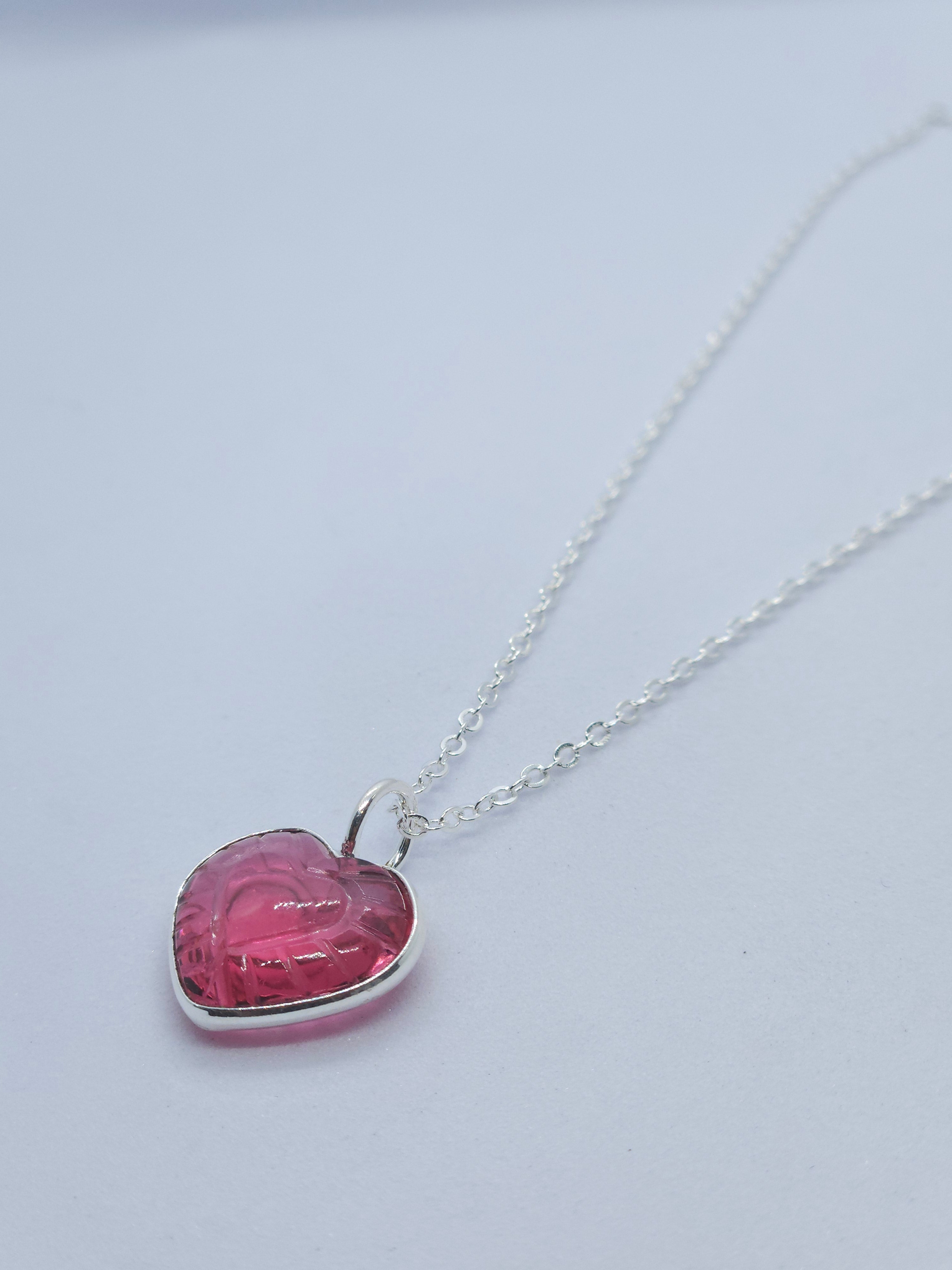 Pink Quartz Heart Carved with Necklace