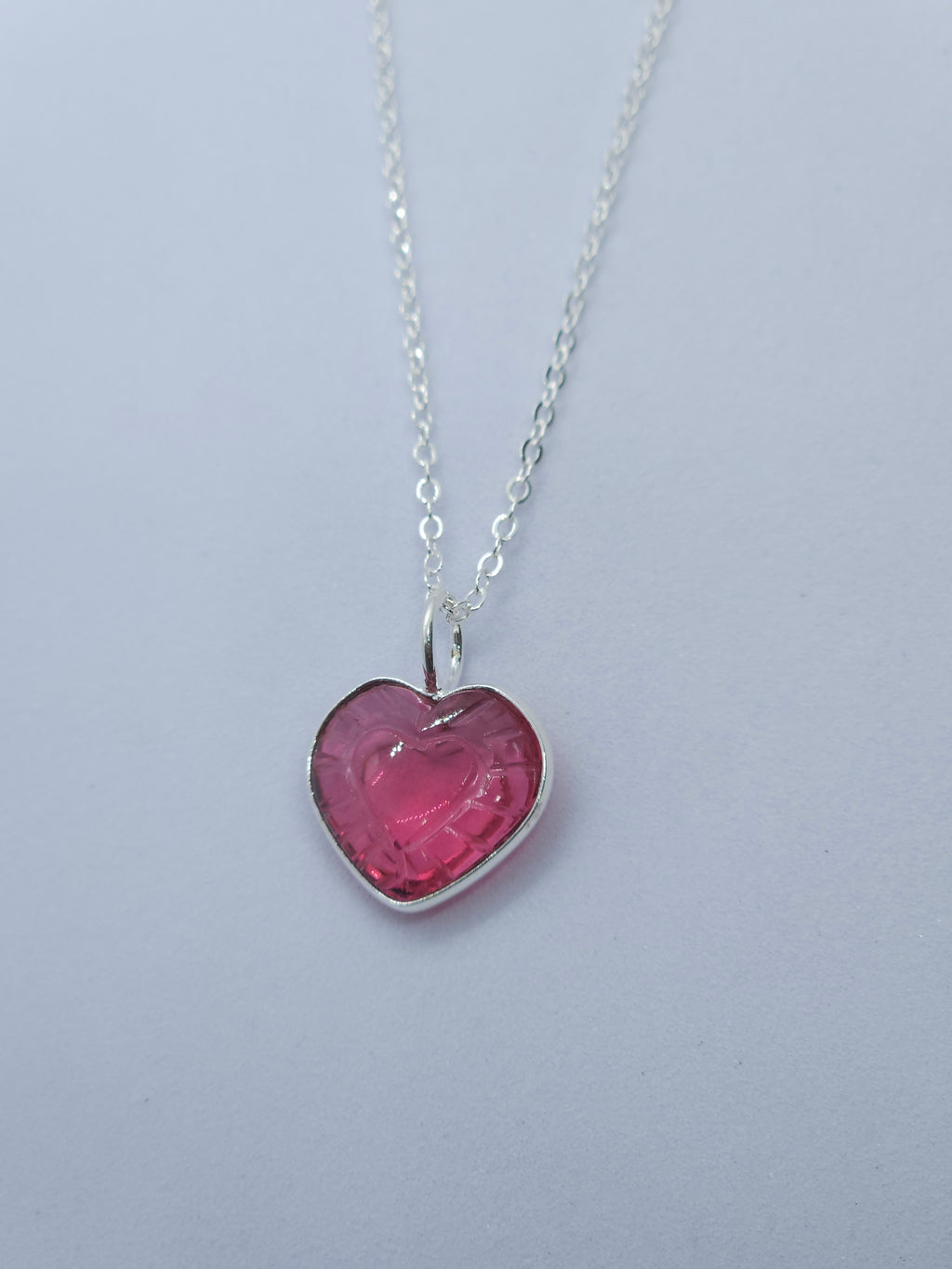 Pink Quartz Heart Carved with Necklace
