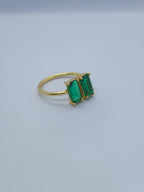 Double Emarald Side Open Ring
