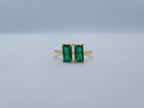 Double Emarald Side Open Ring