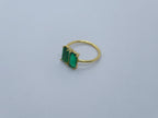 Double Emarald Side Open Ring