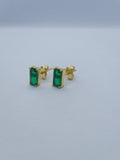 Birthstone Baguette Prong Set Earring Stud