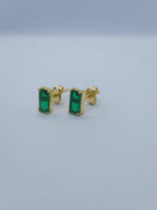 Birthstone Baguette Prong Set Earring Stud