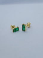 Birthstone Baguette Prong Set Earring Stud