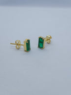 Birthstone Baguette Prong Set Earring Stud