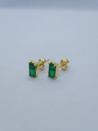 Birthstone Baguette Prong Set Earring Stud