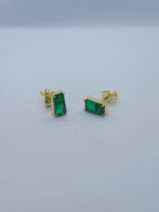 Birthstone Baguette Prong Set Earring Stud