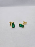 Birthstone Baguette Prong Set Earring Stud